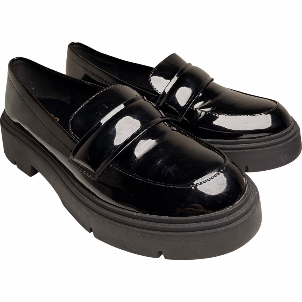 Aldo Meshki Black Patent Lug Sole Platform Penny‎ Loafers Women’s Size 8